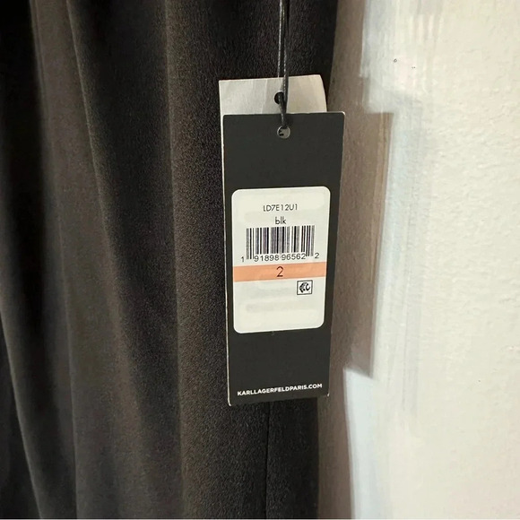 Karl Lagerfeld Sleeveless Black Mock V-Neck Zip Up Dress with Side Slit Sz 2 NWT - Picture 5 of 11